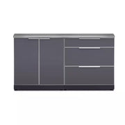Aluminum Slate Gray 3-Piece 64 In. W X 36.5 In. H X 24 In. D 3-Piece Outdoor Kitchen Cabinet Set with Countertop