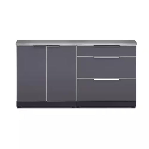 Aluminum Slate Gray 3-Piece 64 In. W X 36.5 In. H X 24 In. D 3-Piece Outdoor Kitchen Cabinet Set with Countertop