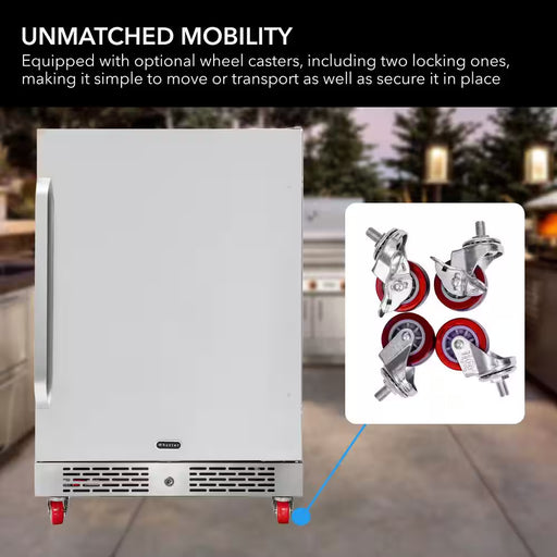 5.3 Cu Ft Built-In Outdoor/Indoor Refrigerator Cooler 24 In. Stainless Steel 80 Can Freestanding Waterproof Energy Star