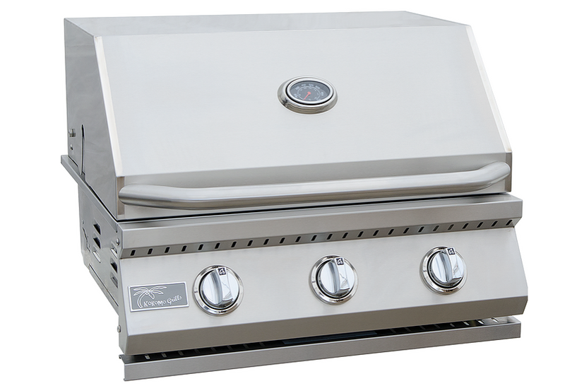 KoKoMo 26” BBQ Grill with 3-Burner Stainless Steel Cart – Freestanding