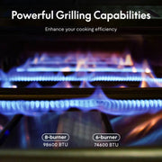 Akoah 4-Piece Modular Outdoor Kitchen Island Set with 8-Burner Grill, Fridge & Wheels