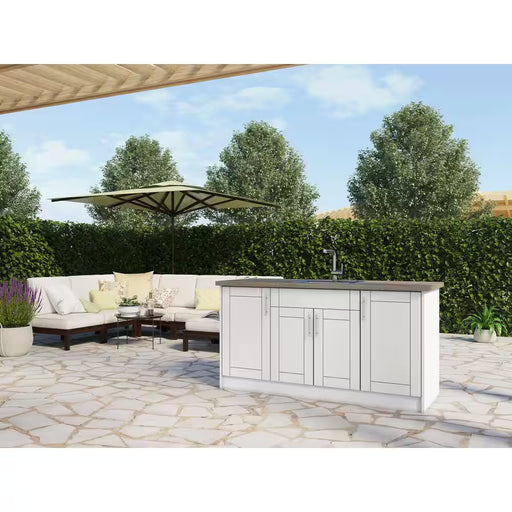 Sanibel Shell White 13-Piece 67.25 In. X 34.5 In. X 25.5 In. Outdoor Kitchen Cabinet Island Set