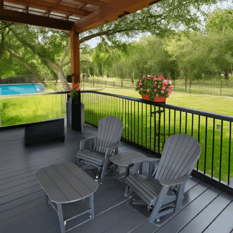 4-Piece Glider Adirondack Chair &amp; Table Patio Set