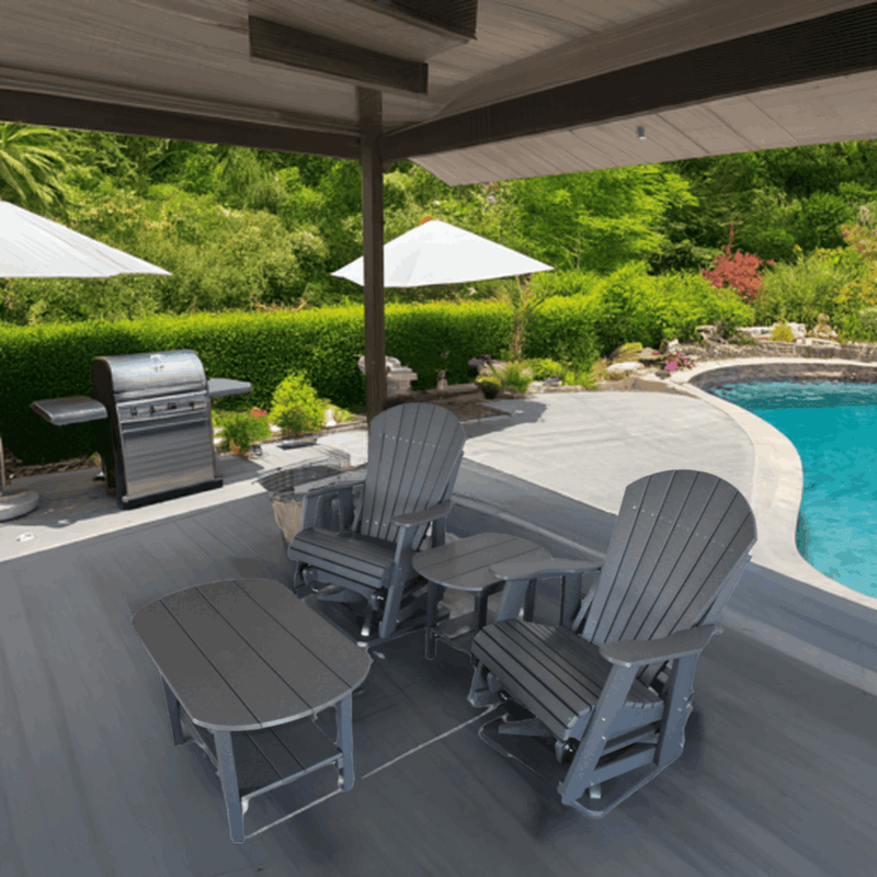 4-Piece Glider Adirondack Chair &amp; Table Patio Set