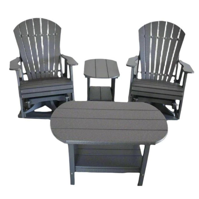 4-Piece Glider Adirondack Chair &amp; Table Patio Set