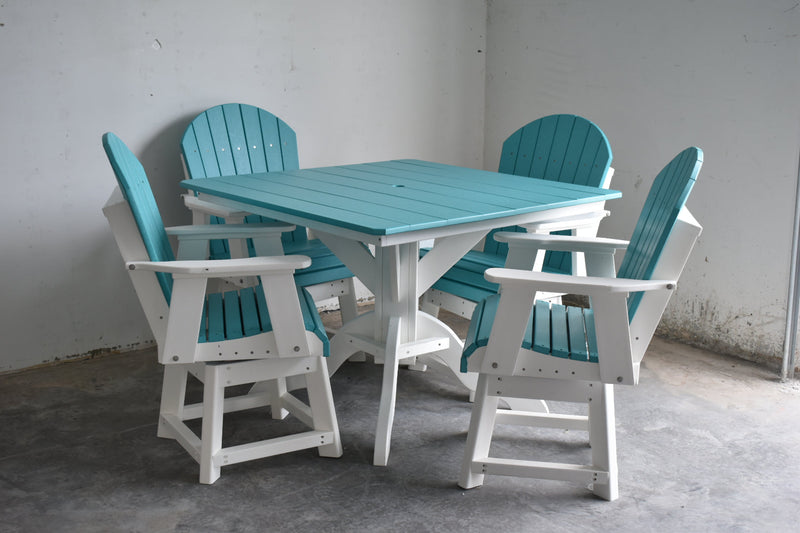 5-Piece 42" Square Patio Table Set with 4 Swivel Adirondack Chairs – Dining, Counter  Bar Height