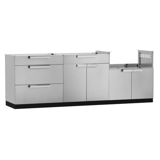 Newage Products Outdoor Kitchen Stainless Steel 3 Piece Cabinet Set with 3-Drawer, Bar and Grill Cabinet