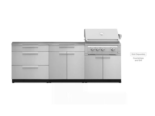 Newage Products Outdoor Kitchen Stainless Steel 3 Piece Cabinet Set with 3-Drawer, Bar and Grill Cabinet