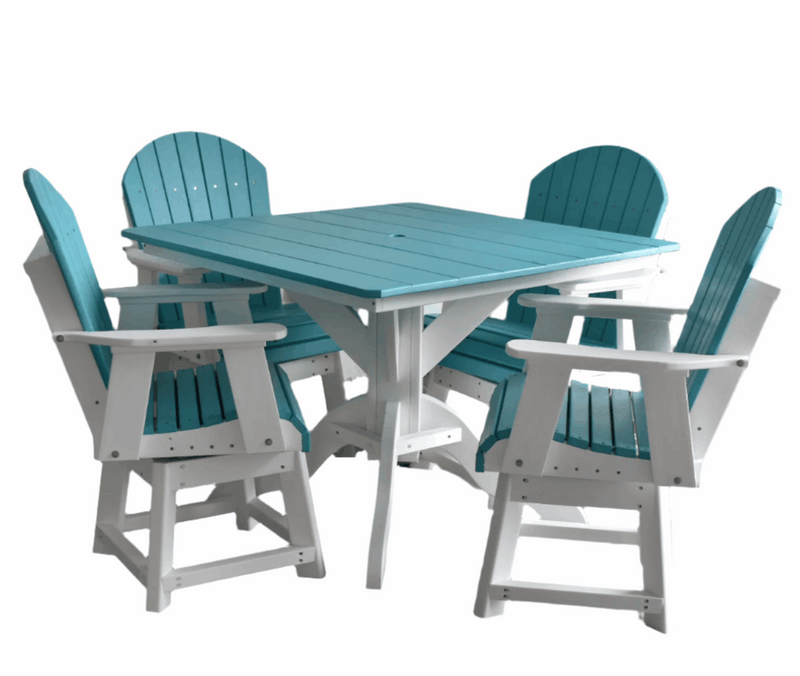 5-Piece 42" Square Patio Table Set with 4 Swivel Adirondack Chairs – Dining, Counter  Bar Height