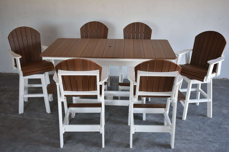 7-Piece 6' Rectangular Patio Table Set with 2 Swivel Adirondack Chairs & 4 Adirondack Chairs