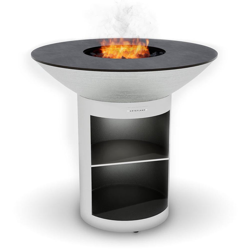 Arteflame 40" Platinum Series Stainless Fire Bowl Flat-Top Grill with Storage Base