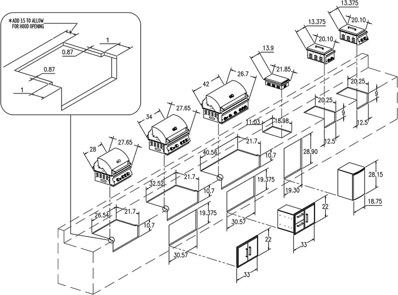 BONFIRE 4 Premium Gas Grill 34" Built-In