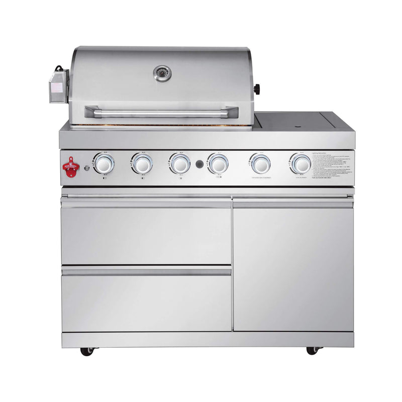 Castelle Flame Deluxe 4-Burner 72000 BTU Stainless Steel Liquid Propane Grill Island
