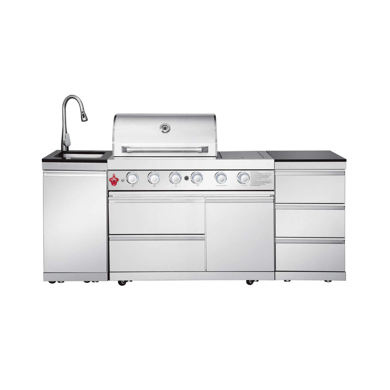 Castelle Flame Deluxe 4-Burner 72000 BTU Stainless Steel Liquid Propane Grill Island