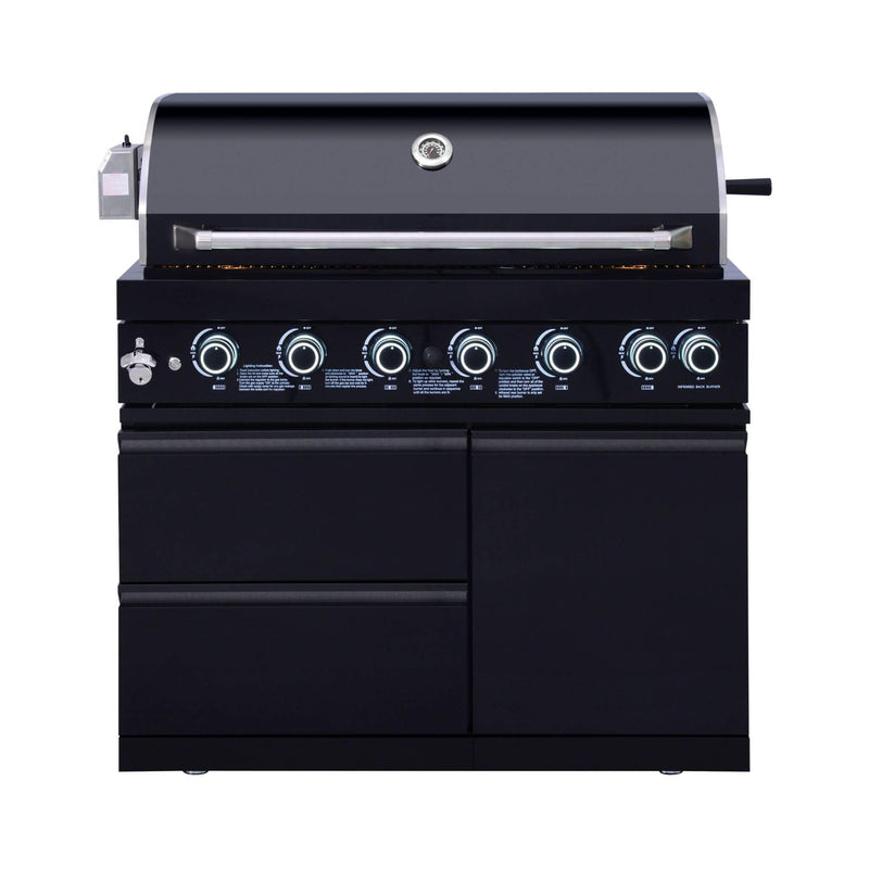 Castelle Flame Summit 6-Burner 85000 BTU Liquid Propane Grill Island With Sink And Fridge