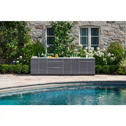 Aluminum Slate Gray 3-Piece 64 In. W X 36.5 In. H X 24 In. D 3-Piece Outdoor Kitchen Cabinet Set with Countertop
