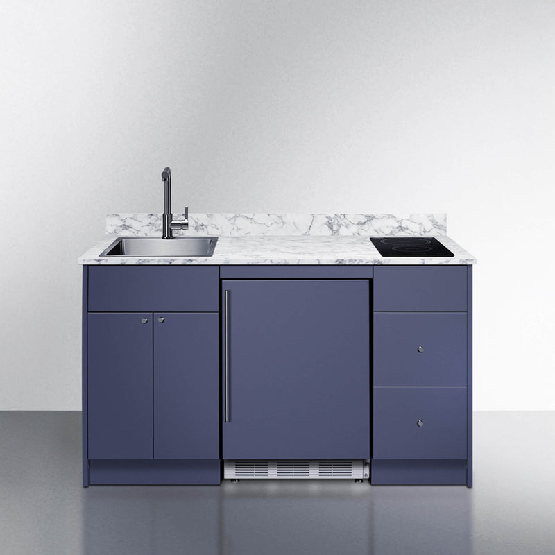 Summit Turnkey Caldera Kitchenette With A Cooktop, Refrigerator-Freezer, Sink, And Pre-Installed Cabinetry