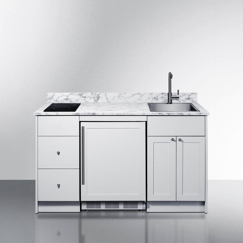 Summit Turnkey Caldera Kitchenette With A Cooktop, Refrigerator-Freezer, Sink, And Pre-Installed Cabinetry