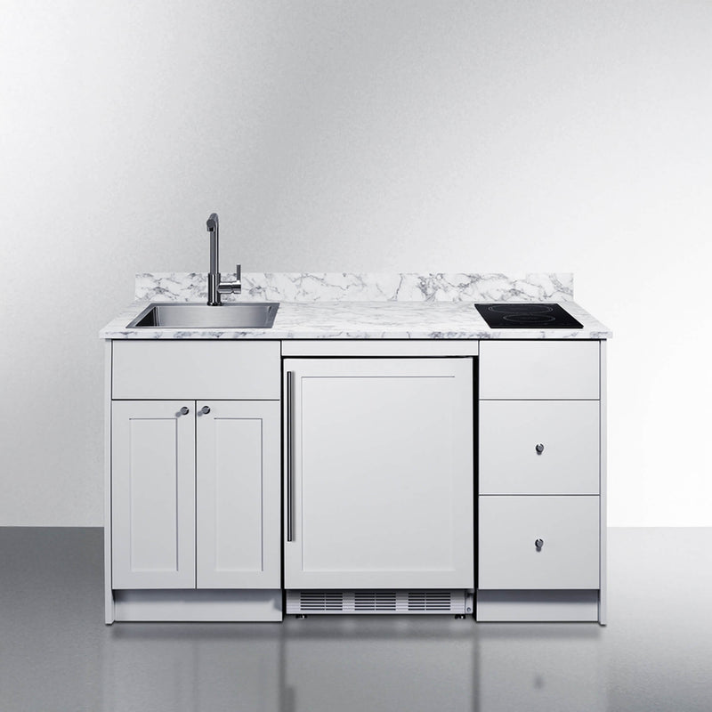 Summit Turnkey Caldera Kitchenette With A Cooktop, Refrigerator-Freezer, Sink, And Pre-Installed Cabinetry
